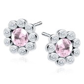 Cercei argint floare cu piatra roz DiAmanti Z1420E_LP-DIA